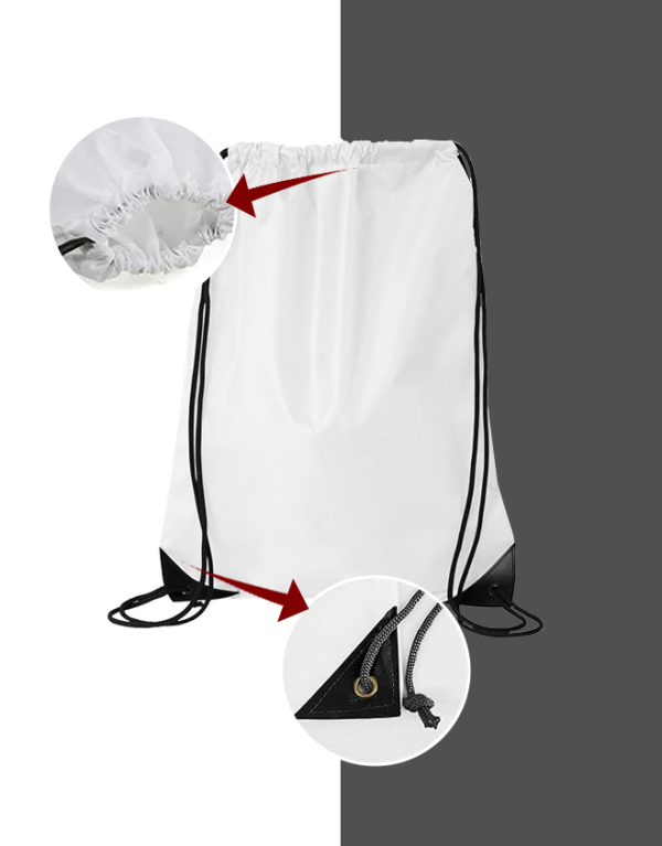 Black and white Giftology Polyester Drawstring Bag