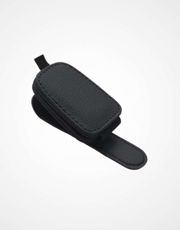 Magnetic Leather Sunglasses Holder Clip - Car Visor Accessory